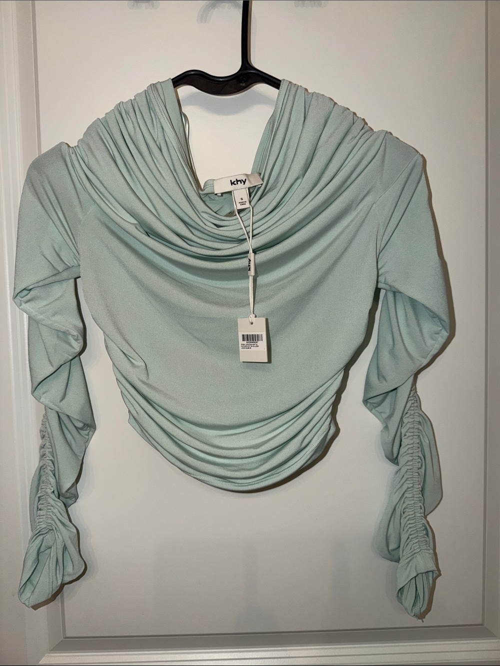 Khy Light Mint Draped Ruched Top Size S